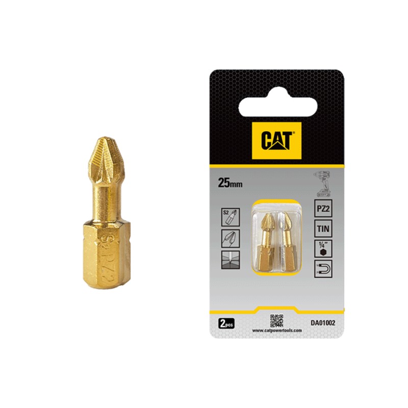 CAT 25mm Diamond Tip Torsion Screwdriver Bits PZ2 Pack2