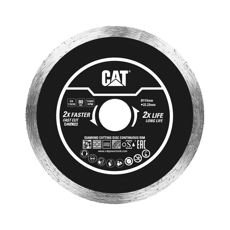 CAT Diamond Disc Continous Rim W Thin Turbo Shape 115Mm Bore 22.23Mm Thin 1.6Mm Height 7Mm