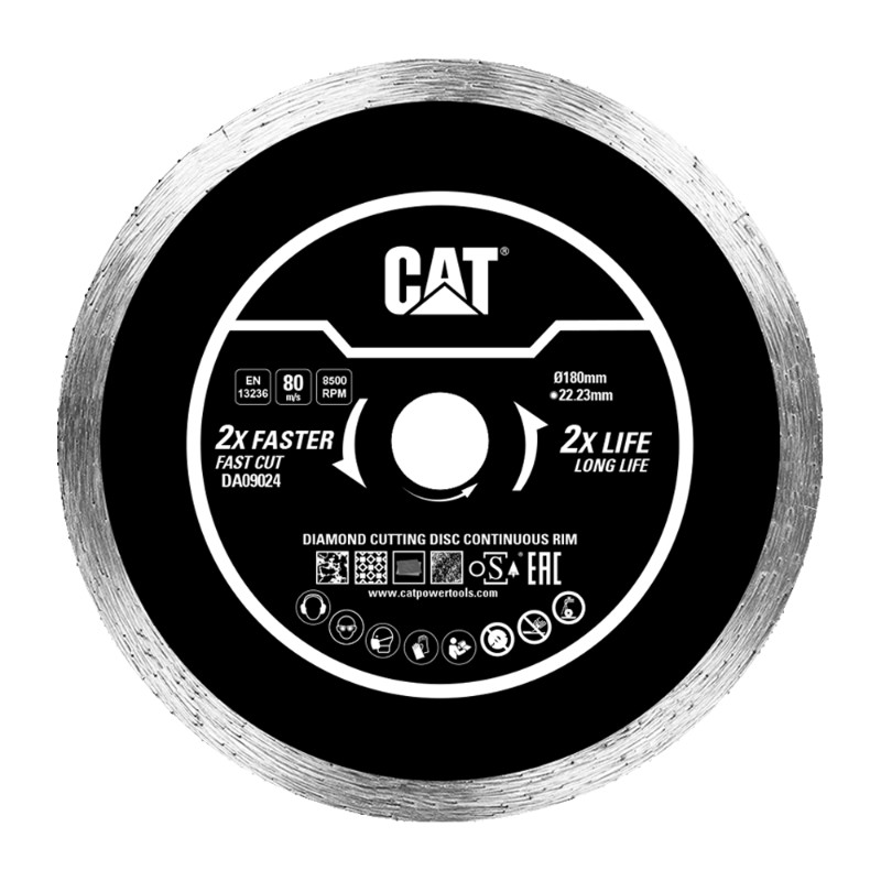 CAT Diamond Disc Continous Rim W Thin Turbo Shape 180Mm Bore 22.23Mm Thin 1.8Mm Height 7Mm