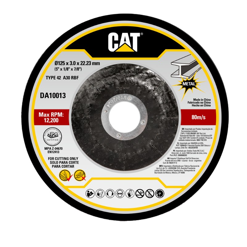 CAT Pack 10 Depressed Metal Cut Wheel 125mm x 3mm