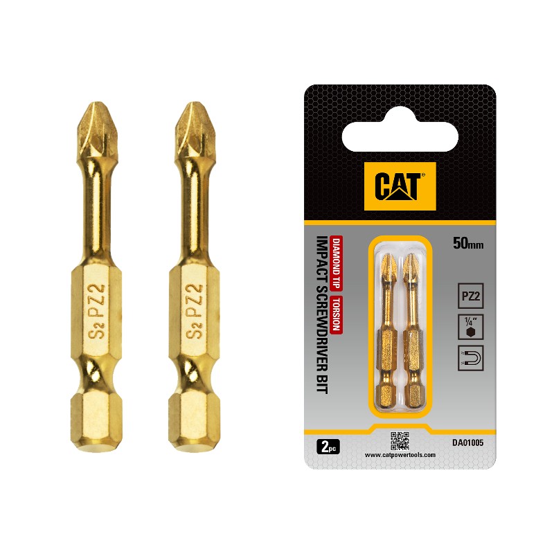 CAT Torsion Impact Screwdriver Bits PZ3Pack2 50mm