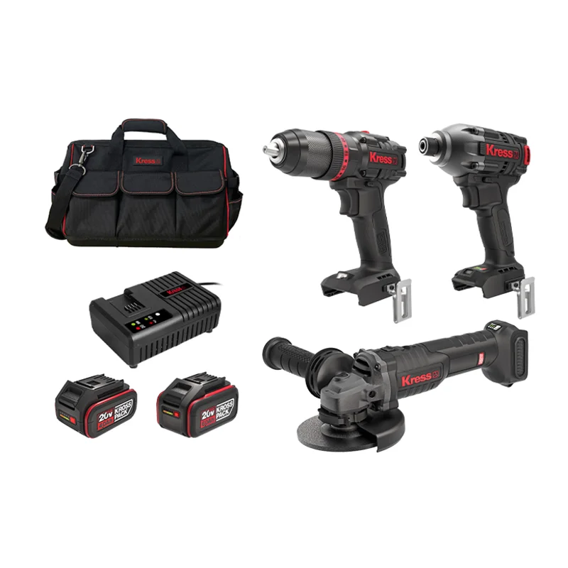 KRESS Hammer Drill Impact Driver Grinder 20V BL Combo Kit