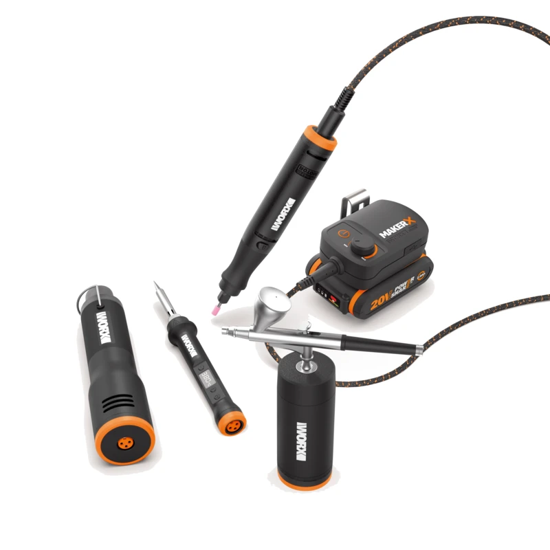 WORX 4-in-1 Rotary and Wood & Metal Crafter with Air Brush and Heat Gun 1 piece WA7160 | 2.0Ah Battery 2A Charger | Injection Box