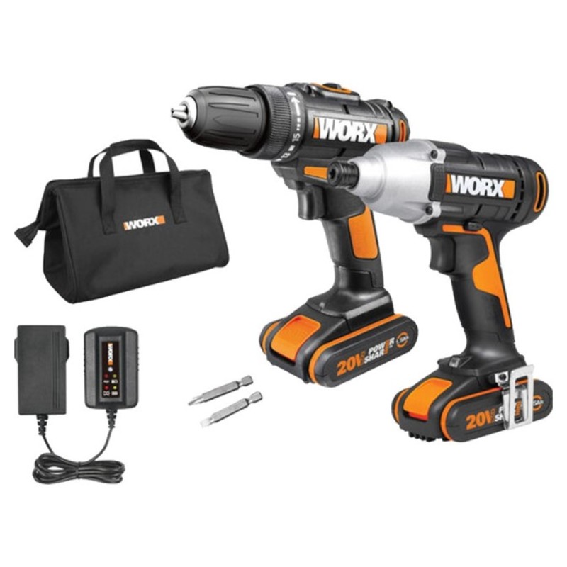 WORX Drill 30Nm & Impact Driver 140Nm Combo 20V Kit