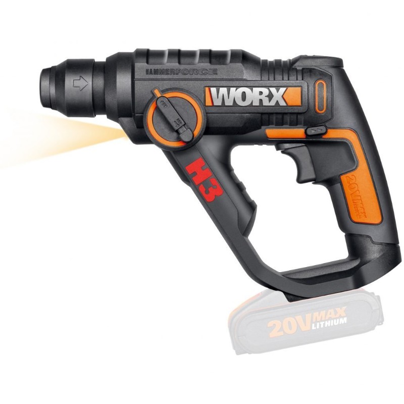WORX H3 Rotary Hammer SDS Plus 3-in-1 20V | Kit with Toolbox