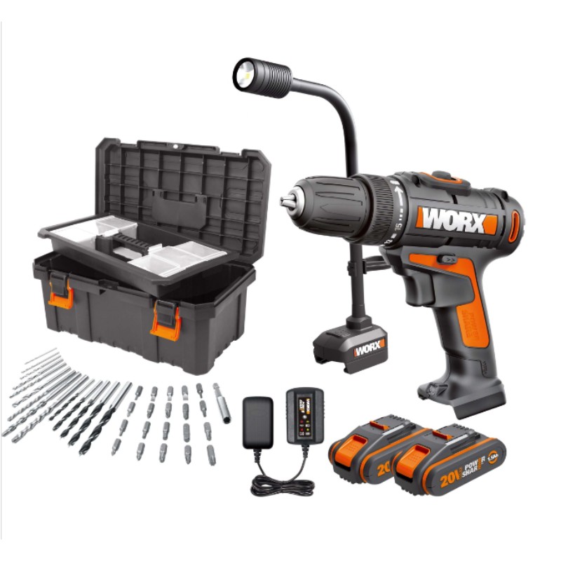 WORX Impact Drill And Portable Light 20V | 10Mm | Toolbox