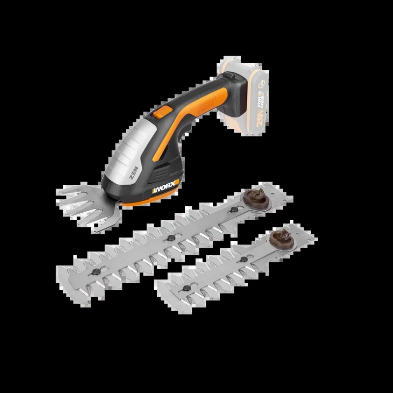 WORX Zen Powershare Cordless Hedge & Grass Trimmer 20V max | no: 1150r/min |10cm Cutting Width Grass | Shear Blade 12/20cm | Cutting Length Shrub Blade |TOOL ONLY
